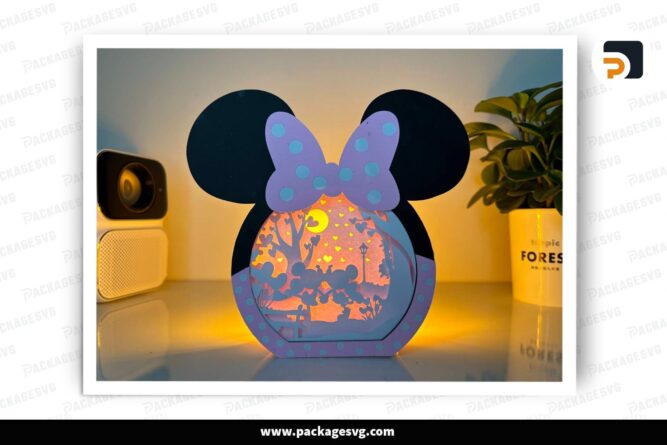 Mickey Minnie Kissing Mouse Lantern, Disney Valentine SVG Paper Cut File LRA4JG6Y (2)