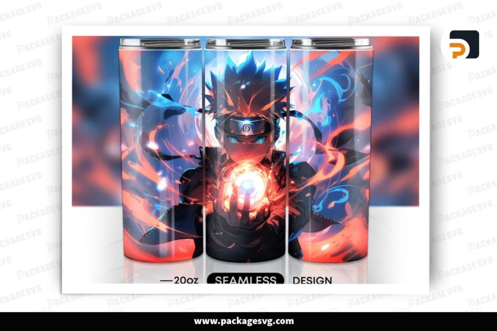 Naruto Rasengan Sublimation Design, 20oz Cartoon Skinny Tumbler Wrap (2)