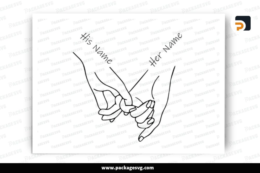 Pinky Holding Hands Customize SVG, Valentine Design File (1)