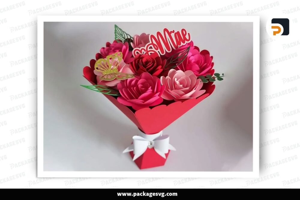 Rose Bouquet Flower Template, SVG Paper Cut File LRKBLG81 (2)