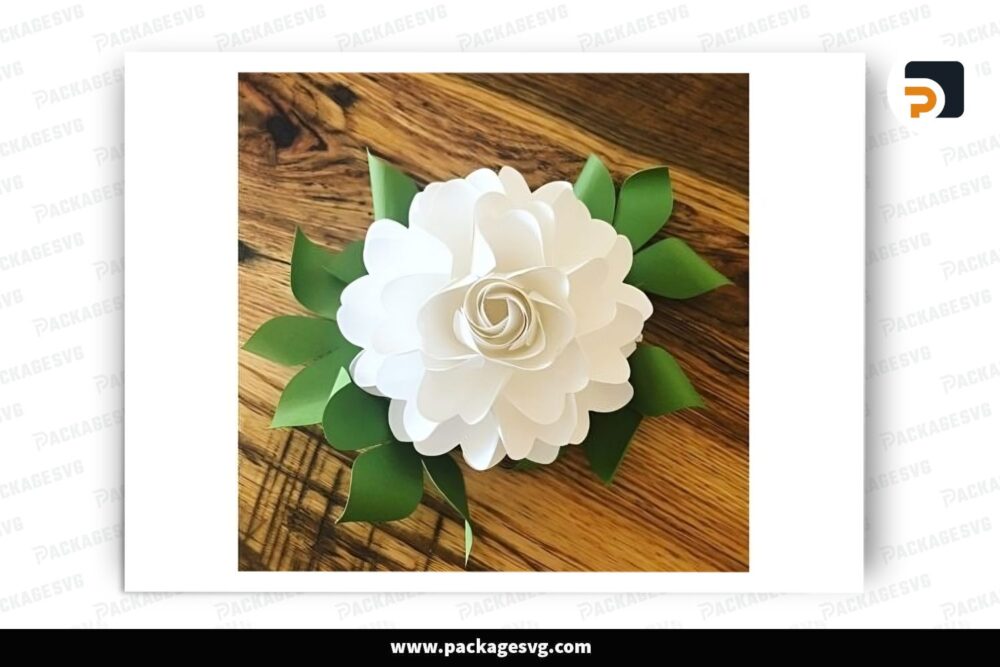 Ruffle Rose Flower Template, SVG Paper Cut File (2)