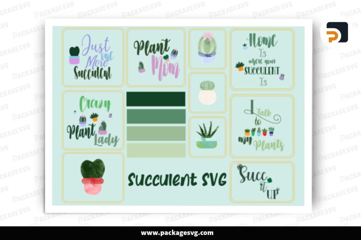 Succulent SVG Bundle, 10 Designs Free Download