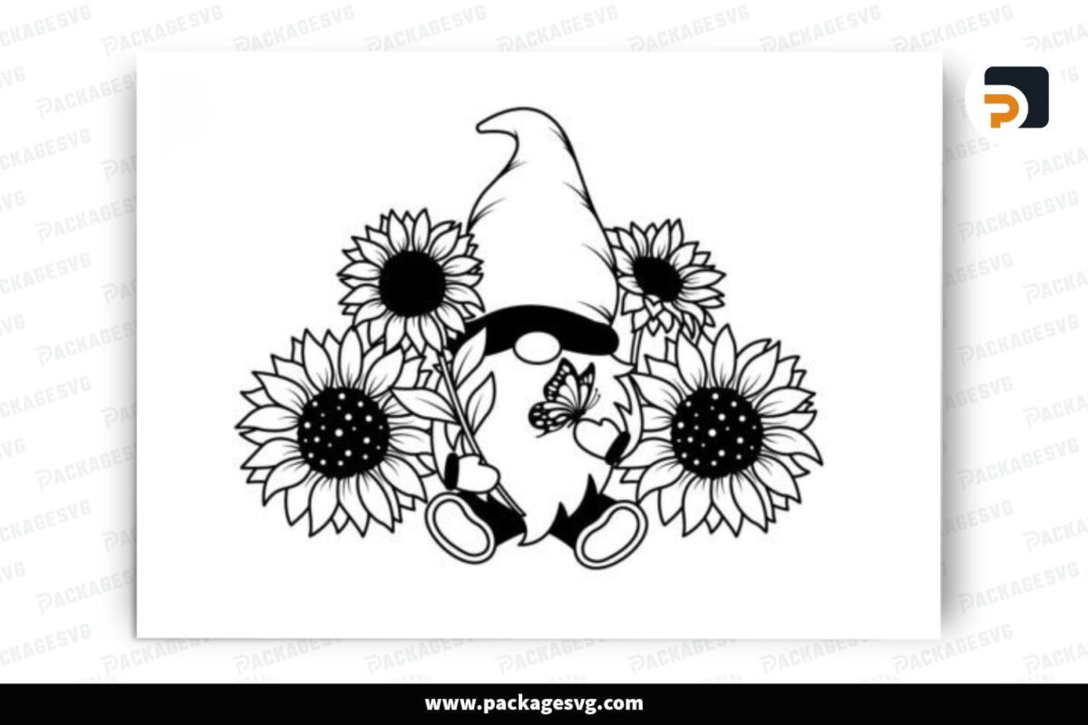 Sunflower Gnome SVG Design Free Download