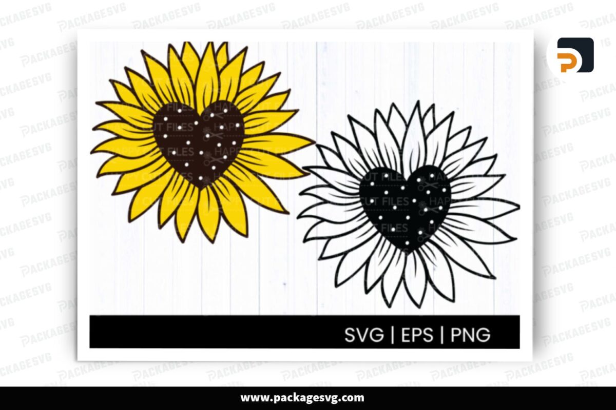 Sunflower Heart SVG Bundle, 2 Designs Free Download