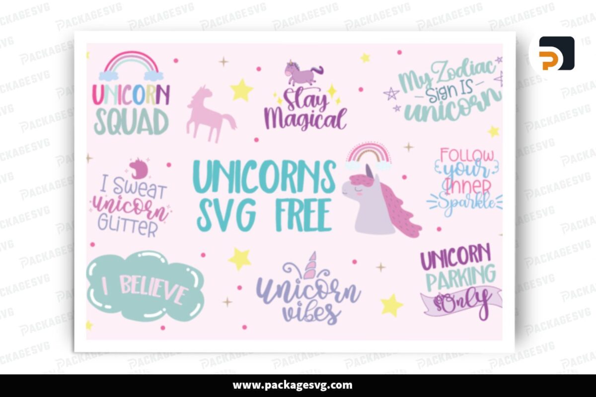 Unicorn SVG Bundle, 10 Designs Free Download