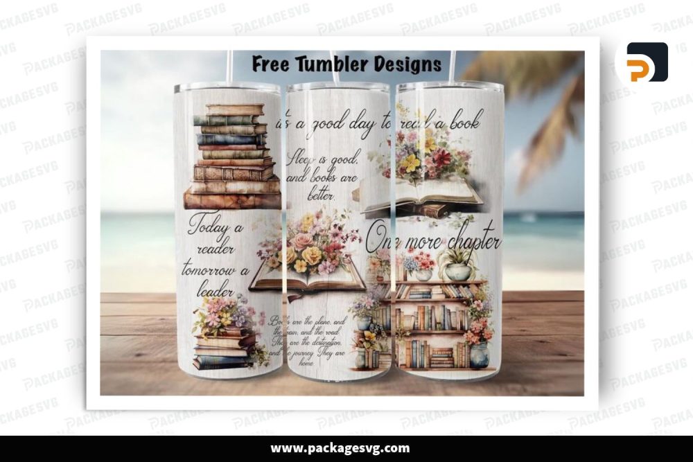 Book Quotes Sublimation Design, 20oz Book Lover Skinny Tumbler Wrap (2)