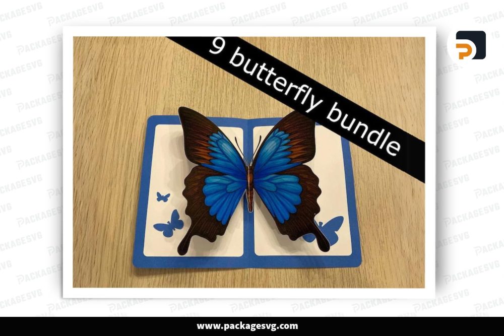 Butterfly Pop Up Card Bundle, 9 Template SVG Paper Cut File (2)