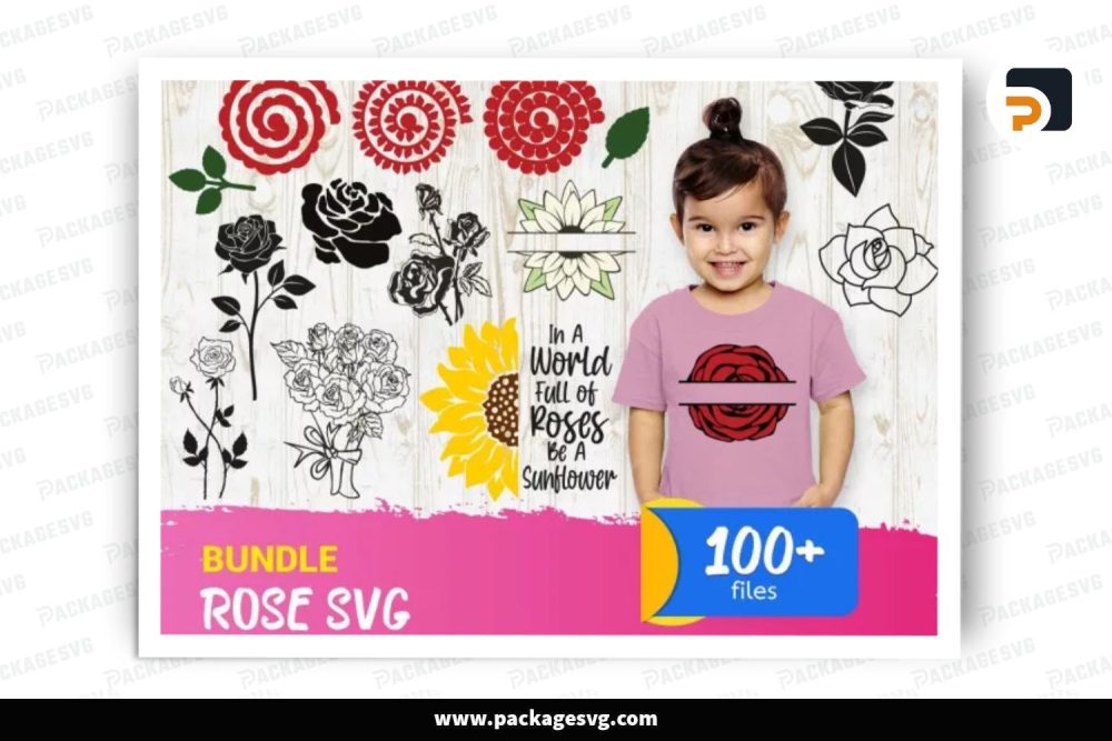 Rose Flower SVG Bundle, 100 Design Files LS4BTCCN (3)
