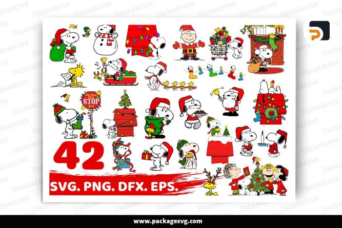 Snoopy Christmas SVG Bundle, 42 Charlie Brow Design Files LS4BTXMN (2)