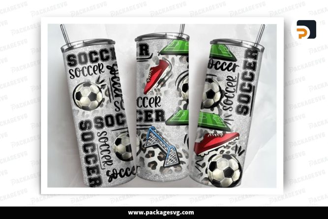 Soccer Sport Sublimation Design, 20oz Football Skinny Tumbler Wrap (2)