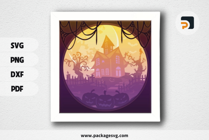 Halloween 18A Paper Cut Light Box Template, 3D Shadow Box SVG Files