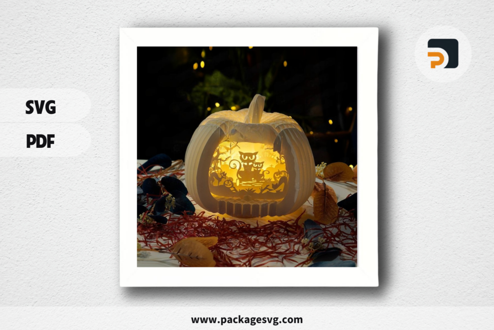 Black Cat Halloween Pumpkin Pop Up 3D SVG Cricut