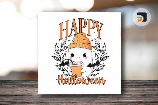 Cute ghost png, Halloween png, coffee png